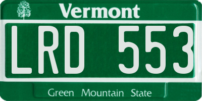 VT license plate LRD553