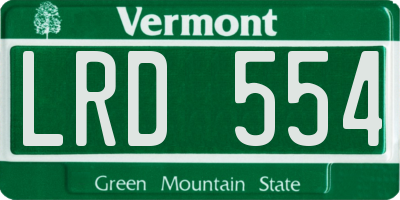 VT license plate LRD554