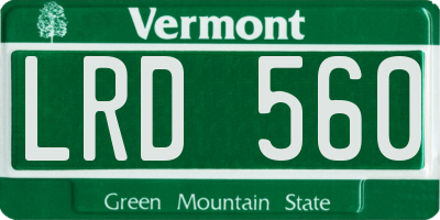 VT license plate LRD560
