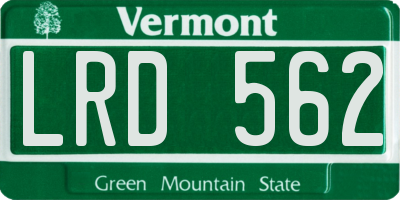 VT license plate LRD562