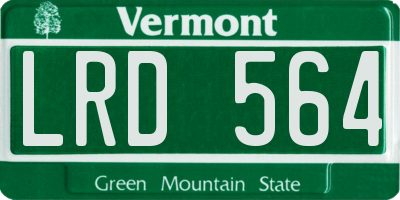 VT license plate LRD564