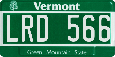 VT license plate LRD566