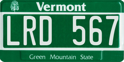 VT license plate LRD567