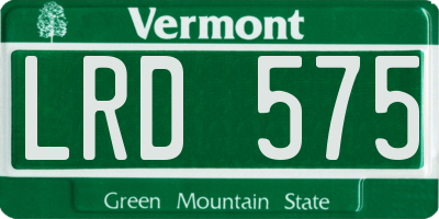 VT license plate LRD575