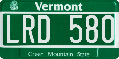 VT license plate LRD580