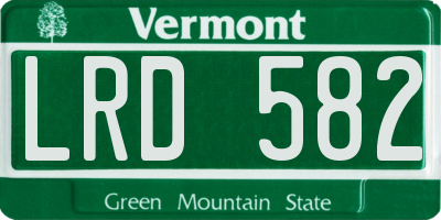 VT license plate LRD582