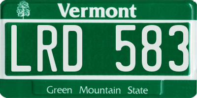 VT license plate LRD583
