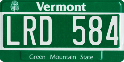 VT license plate LRD584