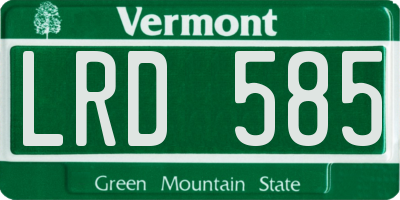 VT license plate LRD585