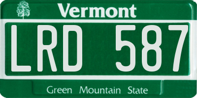 VT license plate LRD587
