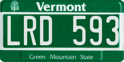 VT license plate LRD593