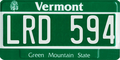 VT license plate LRD594