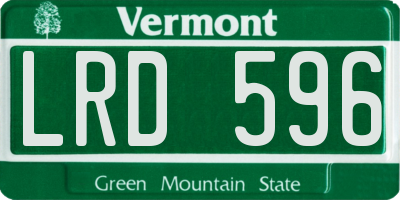 VT license plate LRD596