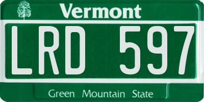 VT license plate LRD597