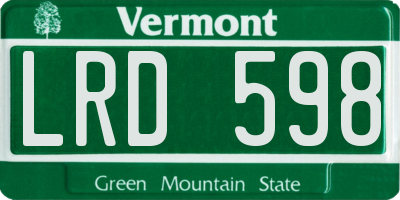 VT license plate LRD598