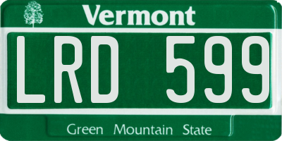 VT license plate LRD599