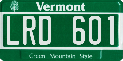 VT license plate LRD601
