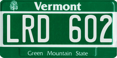 VT license plate LRD602