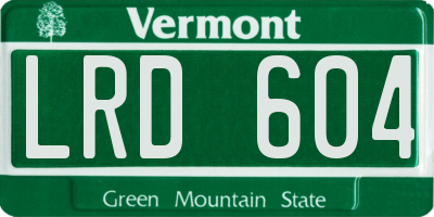 VT license plate LRD604