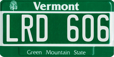 VT license plate LRD606
