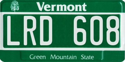 VT license plate LRD608