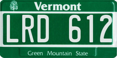 VT license plate LRD612