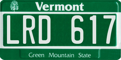 VT license plate LRD617