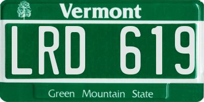 VT license plate LRD619