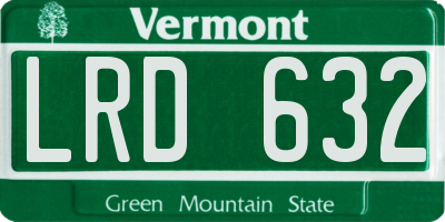 VT license plate LRD632