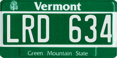 VT license plate LRD634