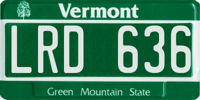 VT license plate LRD636