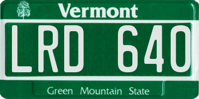 VT license plate LRD640