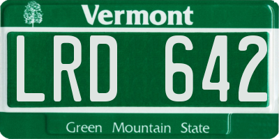 VT license plate LRD642