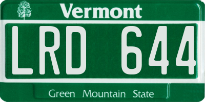 VT license plate LRD644