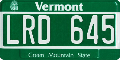 VT license plate LRD645