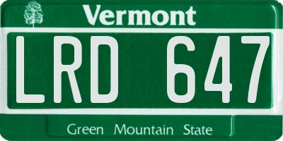 VT license plate LRD647