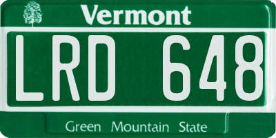 VT license plate LRD648