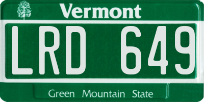 VT license plate LRD649