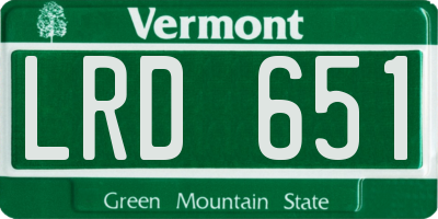 VT license plate LRD651