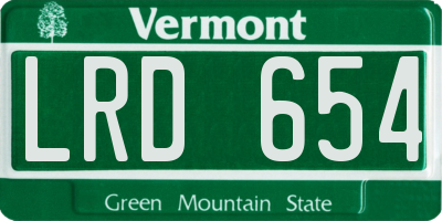 VT license plate LRD654