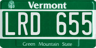 VT license plate LRD655