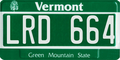 VT license plate LRD664