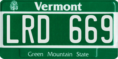 VT license plate LRD669