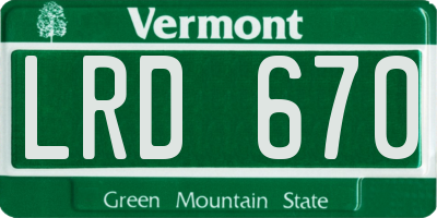 VT license plate LRD670