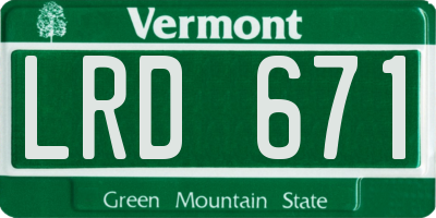 VT license plate LRD671