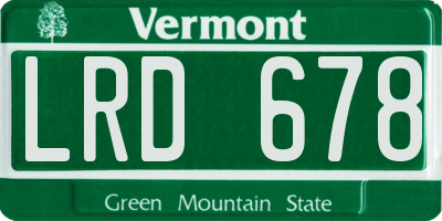 VT license plate LRD678
