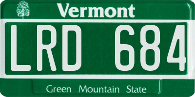 VT license plate LRD684