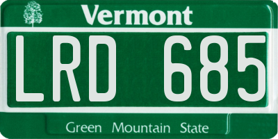 VT license plate LRD685