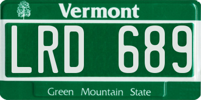 VT license plate LRD689