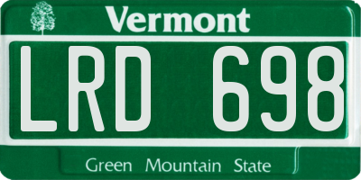 VT license plate LRD698